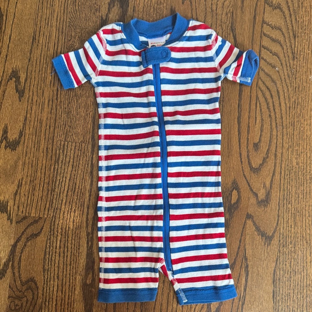 Hanna Andersson Red, White, and Blue Striped Baby Romper